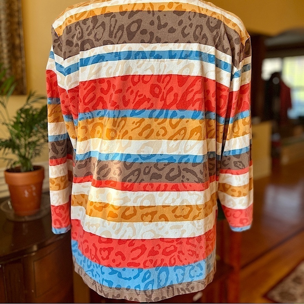 Alfred Dunner Petite Three Quarter Sleeve Square Neck Top - Picture 4 of 8